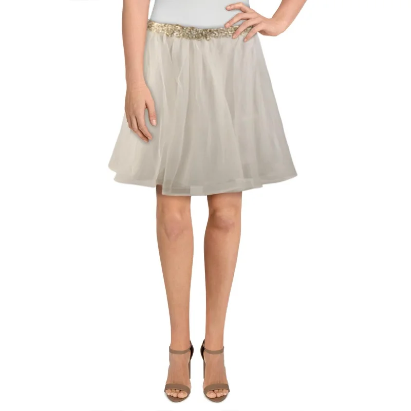 Sequin Hearts Womens Juniors Mesh A-Line Mini Skirt velvet skirt luxury