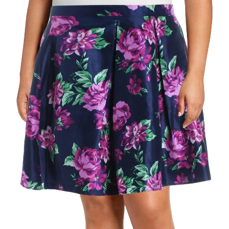 Sequin Hearts Womens Juniors Plus Floral Print A-Line Skirt denim skirt durable