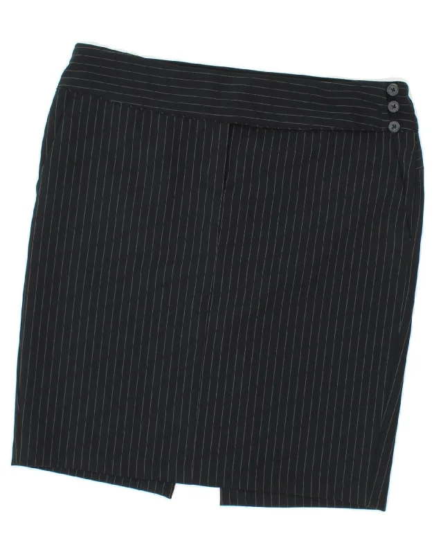 SISLEY Womens Pencil Skirt IT 46 Large W34 Black Striped Polyester cashmere skirt plush SISLEY Womens Pencil Skirt IT 46 Large W34 Black Striped Polyester cashmere skirt plush