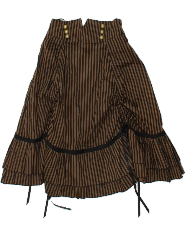 SPIN DOCTOR Womens A-Line Skirt UK 12 Medium W28  Brown Striped Cotton low waist skirt