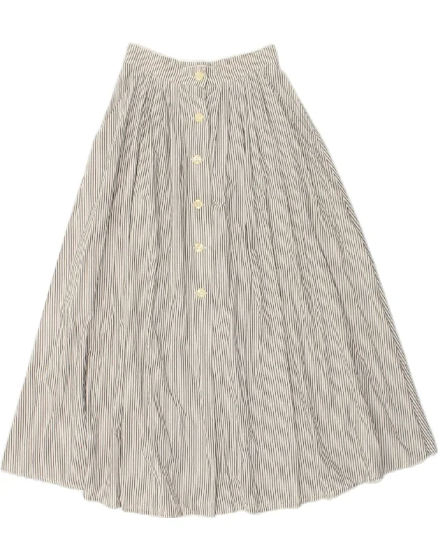 SPORTMAX Womens Pleated Skirt UK 10 Small W26 Grey Striped Cotton chiffon skirt flowing SPORTMAX Womens Pleated Skirt UK 10 Small W26 Grey Striped Cotton chiffon skirt flowing