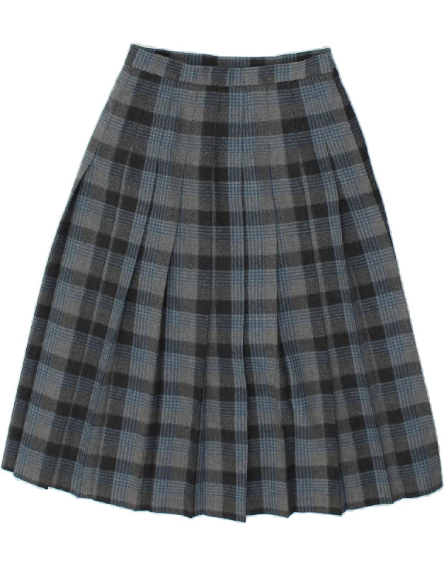 ST. BERNARD Womens Knife Pleated Skirt UK 14 Medium W28  Grey Check high waist skirt