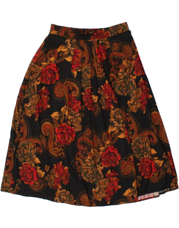 ST MICHAEL Womens A-Line Skirt UK 14 Medium W30 Black Paisley Viscose breathable skirt fabric ST MICHAEL Womens A-Line Skirt UK 14 Medium W30 Black Paisley Viscose breathable skirt fabric