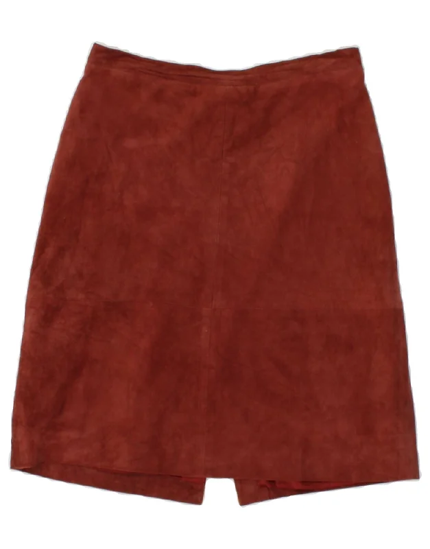 STEFANEL Womens Leather Skirt IT 42 Medium W28  Burgundy Suede tulle skirt dreamy