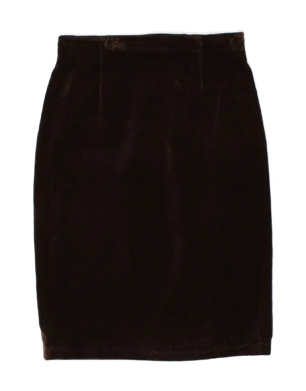 STEFANEL Womens Velvet Straight Skirt IT 42 Medium W28 Brown Cotton denim skirt stylish