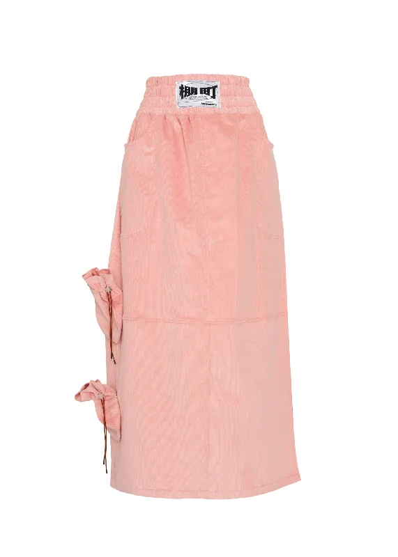 Tanamachi Cargo Maxi Skirt Pink velvet skirt luxurious