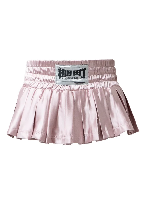 Tanamachi Miniskirt Box Pink silk skirt lustrous
