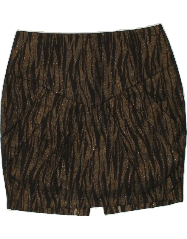 TED BAKER Womens Pencil Skirt Size 1 XS W26 Brown Animal Print Polyester tiered skirt playful TED BAKER Womens Pencil Skirt Size 1 XS W26 Brown Animal Print Polyester tiered skirt playful