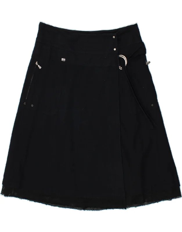 TED BAKER Womens Wrap Skirt Size 2 Small W28  Black Cotton chiffon skirt lightweight