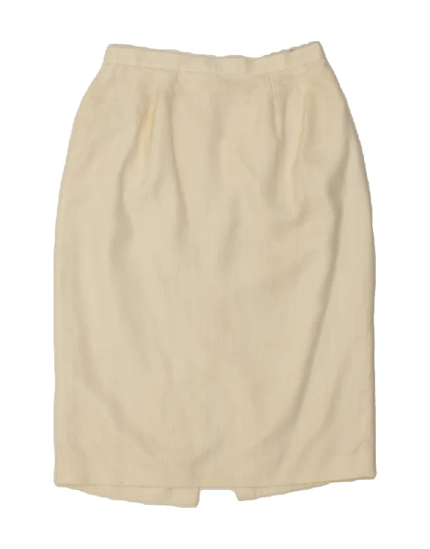 TOM BOWKER Womens Pencil Skirt UK 14 Large W28 Off White Polyester casual skirt length TOM BOWKER Womens Pencil Skirt UK 14 Large W28 Off White Polyester casual skirt length