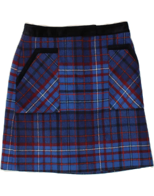 TOMMY HILFIGER Womens Mini Skirt US 8 Medium W27 Blue Check Wool denim skirt durable TOMMY HILFIGER Womens Mini Skirt US 8 Medium W27 Blue Check Wool denim skirt durable