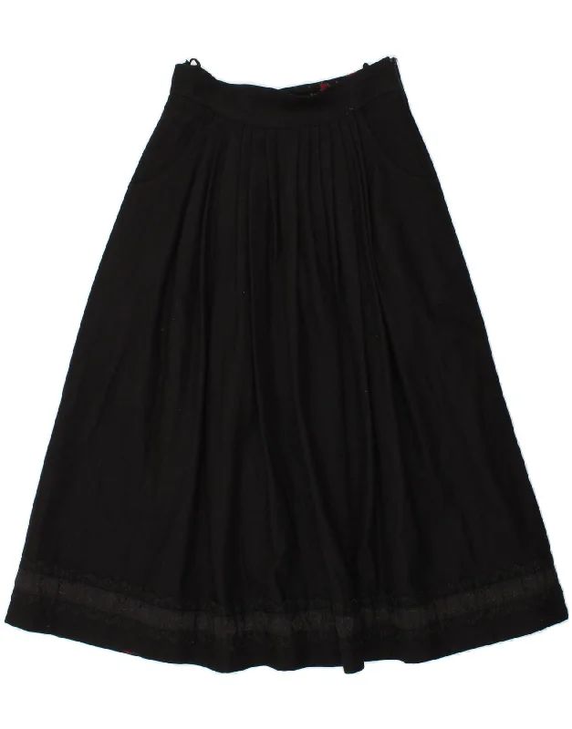 VINTAGE Womens A-Line Skirt IT 38 XS W25  Black Wool a-line skirt cut
