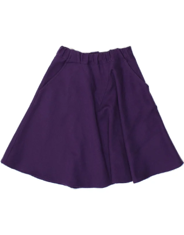 VINTAGE Womens A-Line Skirt IT 44 Medium W28 Purple Wool linen skirt airy