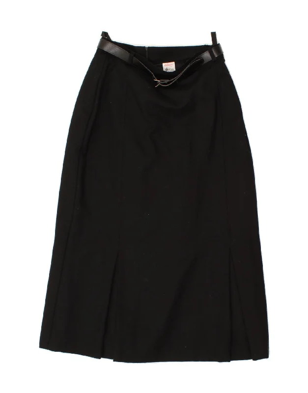 VINTAGE Womens A-Line Skirt UK 14 Medium  W28  Black Wool wool skirt breathable