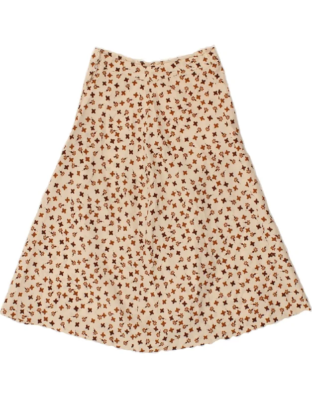 VINTAGE Womens A-Line Skirt W24 XS Beige Floral cashmere skirt soft