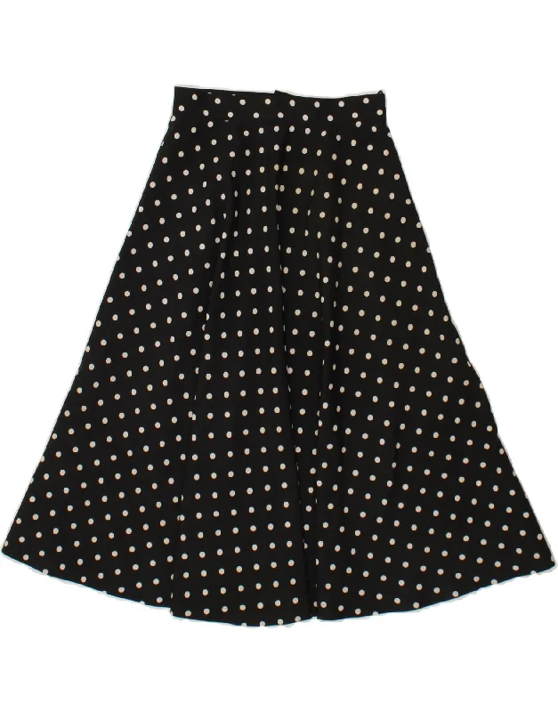 VINTAGE Womens A-Line Skirt  W26  Small Black Polka Dot denim skirt classic