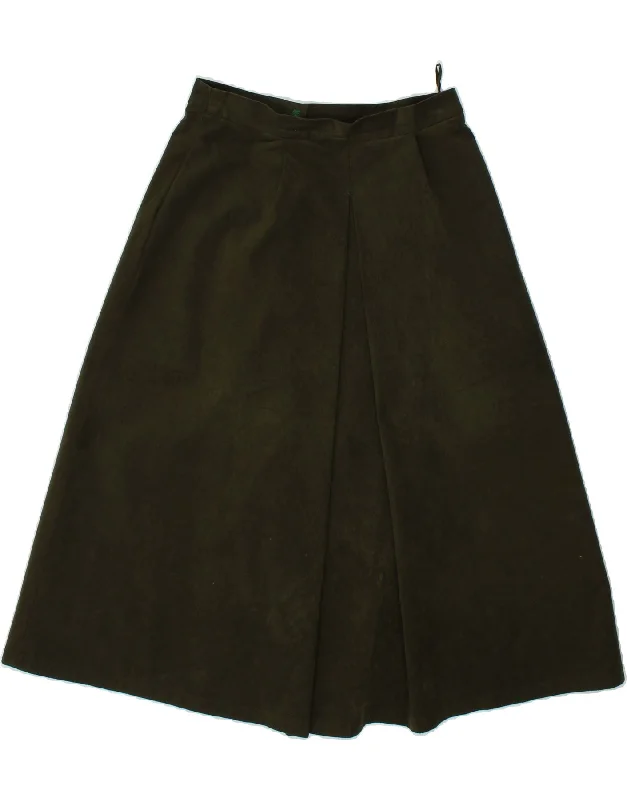VINTAGE Womens A-Line Skirt W26 Small  Khaki satin skirt smooth