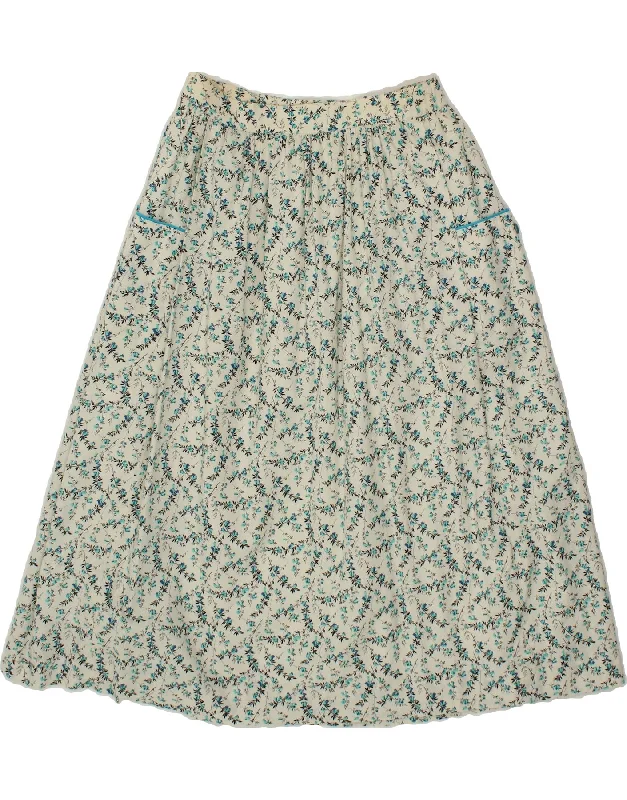 VINTAGE Womens A-Line Skirt W26 Small White Floral velvet skirt luxury