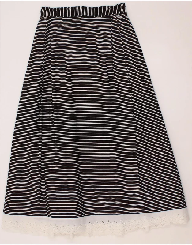 VINTAGE Womens A-Line Skirt  W28 Medium Black Striped leather skirt refined