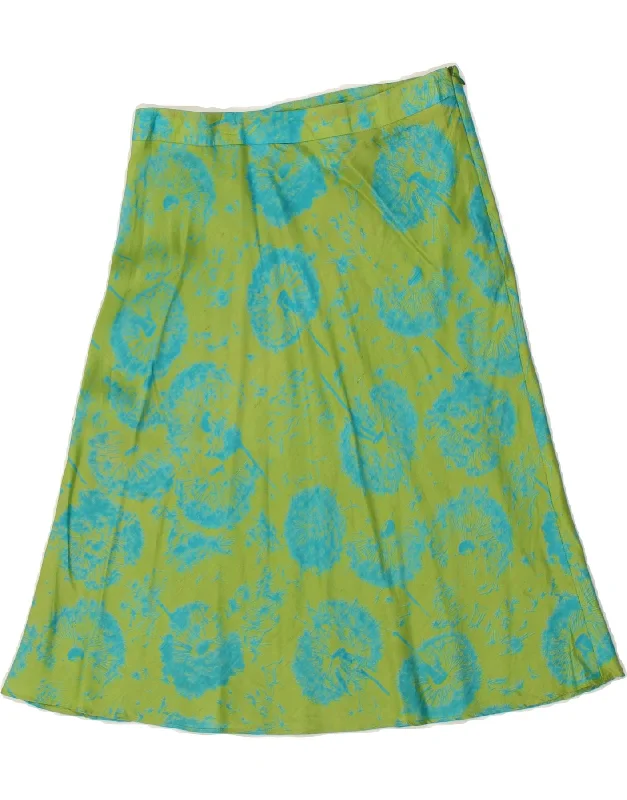 VINTAGE Womens Abstract Pattern A-Line Skirt IT 42 Medium W28 Green Silk linen skirt breathable VINTAGE Womens Abstract Pattern A-Line Skirt IT 42 Medium W28 Green Silk linen skirt breathable