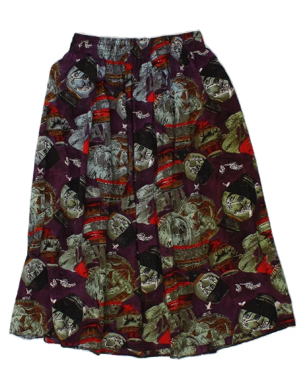 VINTAGE Womens Abstract Pattern A-Line Skirt UK 16 Large W30 Burgundy silk skirt lustrous VINTAGE Womens Abstract Pattern A-Line Skirt UK 16 Large W30 Burgundy silk skirt lustrous