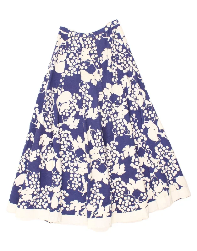 VINTAGE Womens Abstract Pattern Flared Skirt W26 Small  Blue cashmere skirt soft