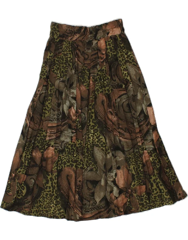 VINTAGE Womens Abstract Pattern Pleated Skirt IT 42 Medium W30 Brown wool skirt breathable VINTAGE Womens Abstract Pattern Pleated Skirt IT 42 Medium W30 Brown wool skirt breathable