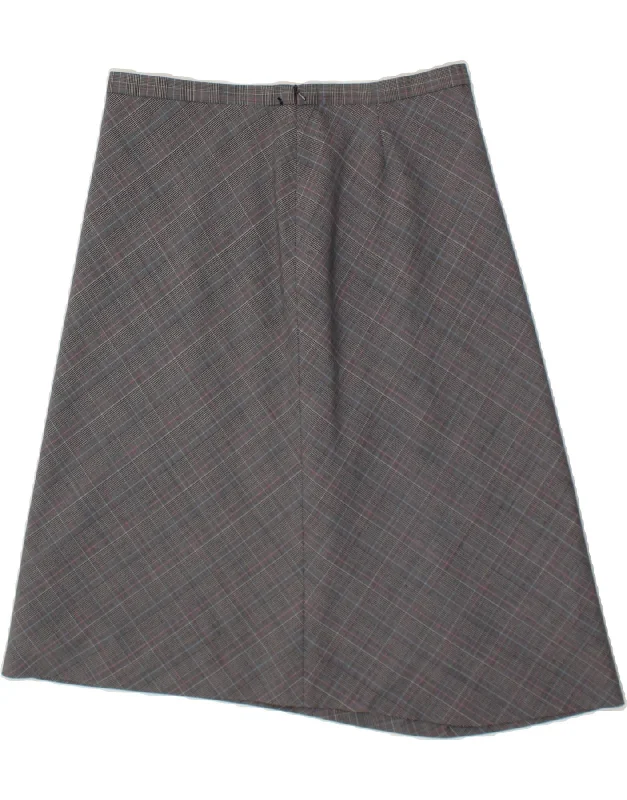 VINTAGE Womens Asymmetrical Skirt UK 16 Large W34 Grey Check Polyester denim skirt fashionable VINTAGE Womens Asymmetrical Skirt UK 16 Large W34 Grey Check Polyester denim skirt fashionable