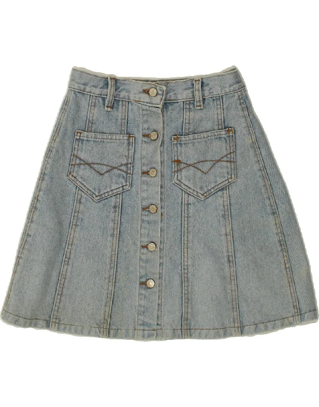 VINTAGE Womens Denim Skirt IT 36 XS W24  Blue cashmere skirt rich