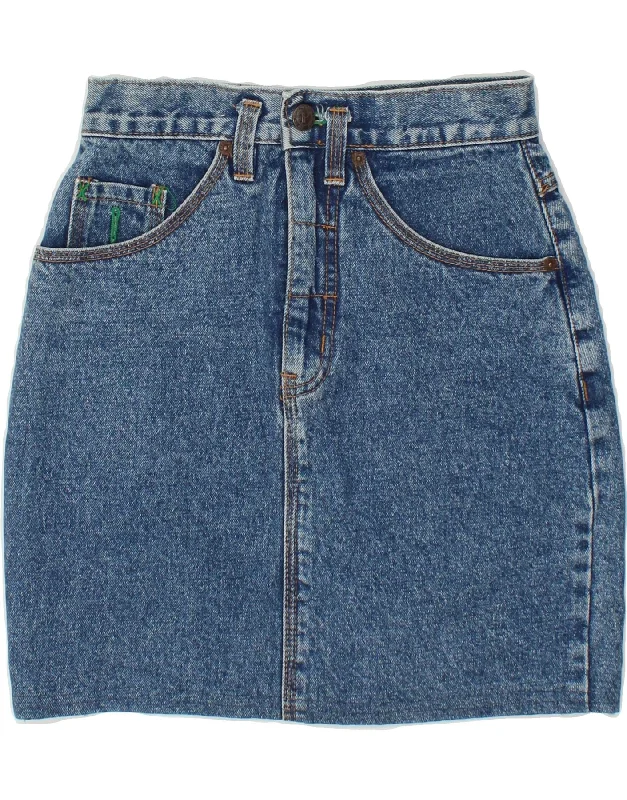 VINTAGE Womens Denim Skirt Small W24  Blue Cotton elastic waist skirt