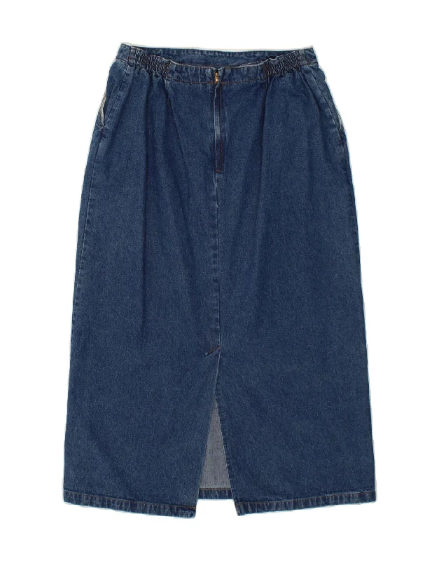 VINTAGE Womens Denim Skirt UK 16 Large W32  Blue Cotton lace skirt intricate