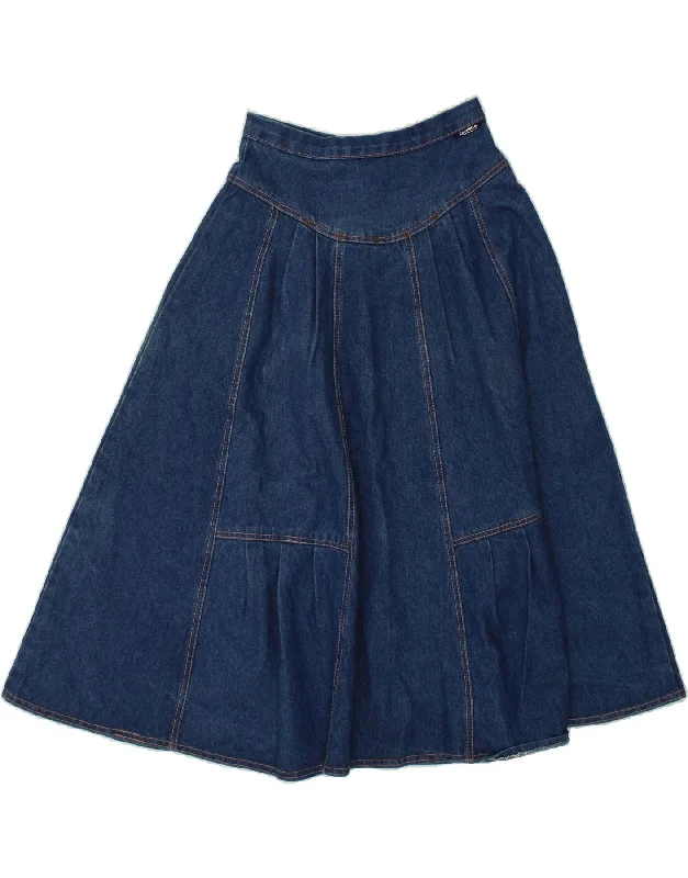 VINTAGE Womens Denim Skirt W26 Small Blue Cotton maxi skirt elegant