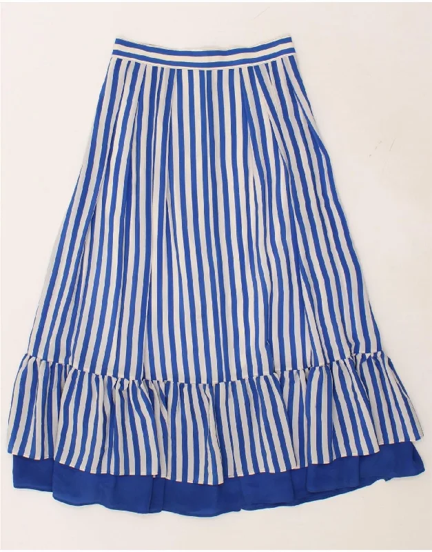 VINTAGE Womens Flared Skirt IT 40 Small W26 Blue Pinstripe relaxed fit skirt