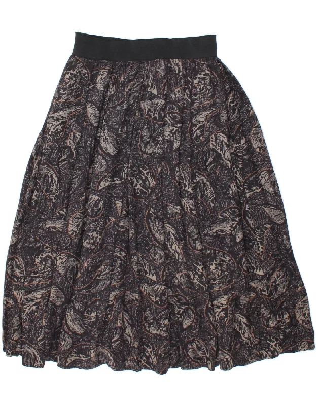 VINTAGE Womens Flared Skirt UK 16 Large W30 Black Floral Wool low waist skirt