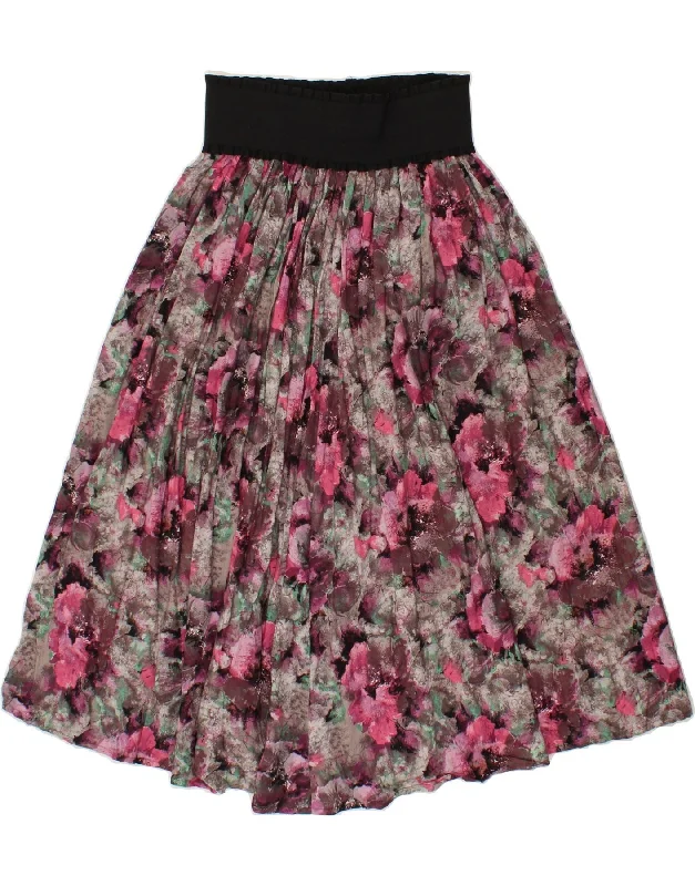 VINTAGE Womens Flared Skirt W28 Medium  Multicoloured Floral wool skirt sturdy