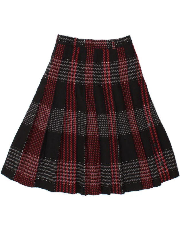 VINTAGE Womens High Waist Knife Pleated Skirt IT 46 Large W28 Black Plaid corduroy skirt cozy VINTAGE Womens High Waist Knife Pleated Skirt IT 46 Large W28 Black Plaid corduroy skirt cozy