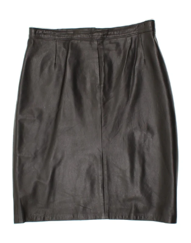 VINTAGE Womens High Waist Leather Skirt IT 52 2XL W34 Black denim skirt classic