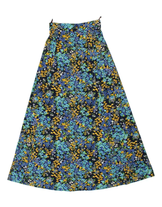 VINTAGE Womens High Waist Maxi A-Line Skirt IT 44 Medium W27  Navy Blue tiered skirt playful