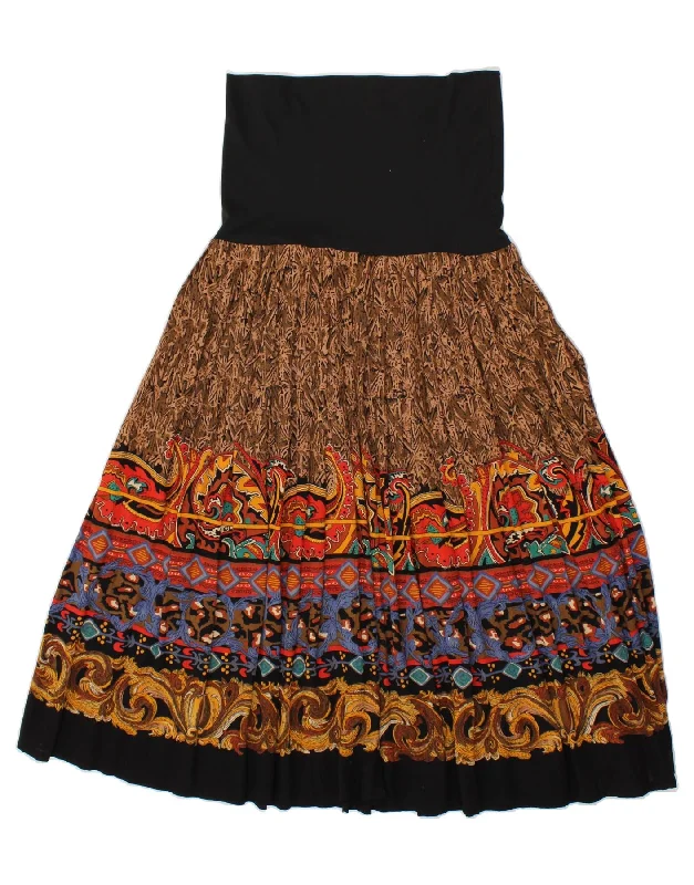 VINTAGE Womens High Waist Maxi Skirt W28 Medium Brown Paisley relaxed fit skirt
