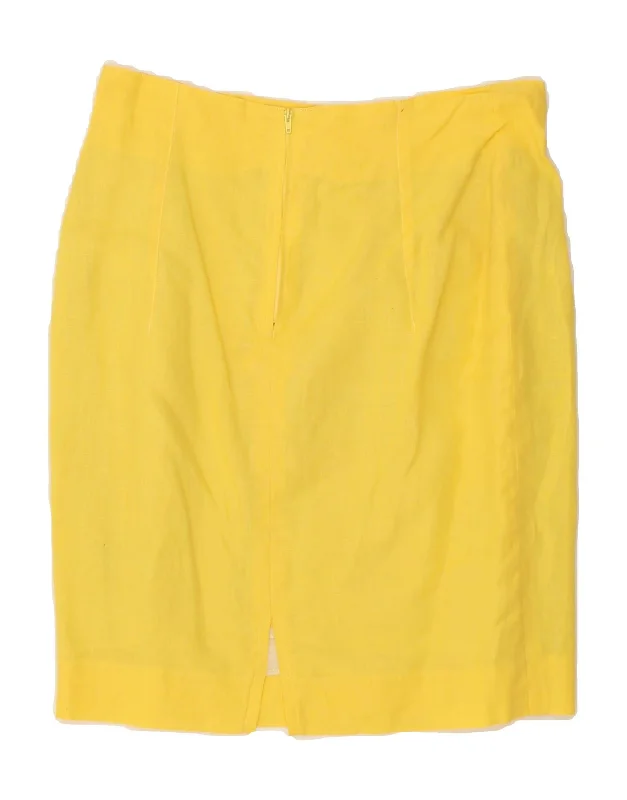 VINTAGE Womens High Waist Straight Skirt IT 46 Large W28  Yellow Linen velvet skirt sumptuous