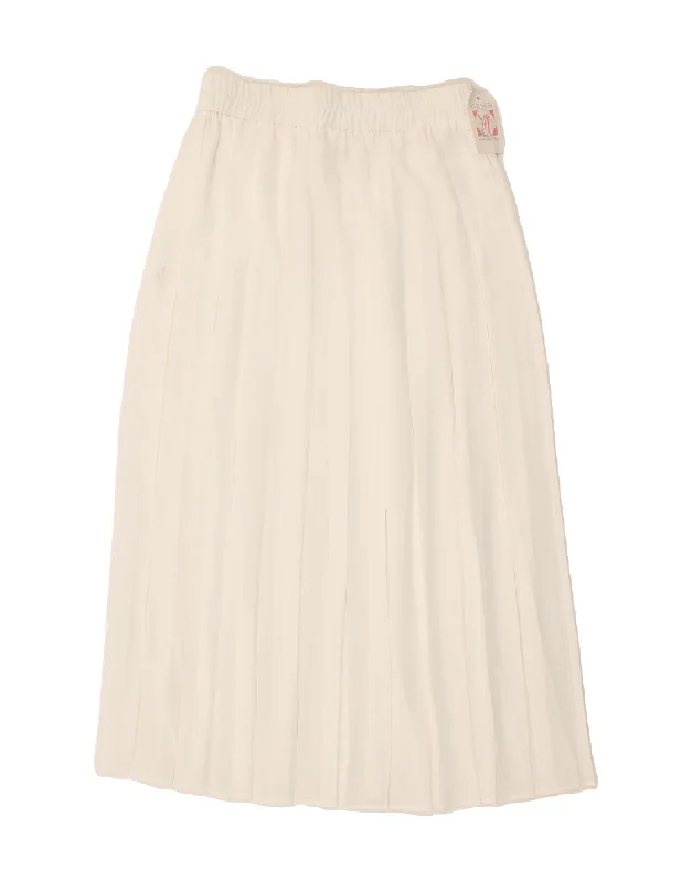 VINTAGE Womens Knife Pleated Skirt UK 14 Large W32 White Polyester wrap skirt elegant VINTAGE Womens Knife Pleated Skirt UK 14 Large W32 White Polyester wrap skirt elegant