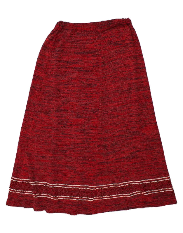 VINTAGE Womens Knit Maxi Skirt W36 XL  Burgundy Flecked leather skirt bold