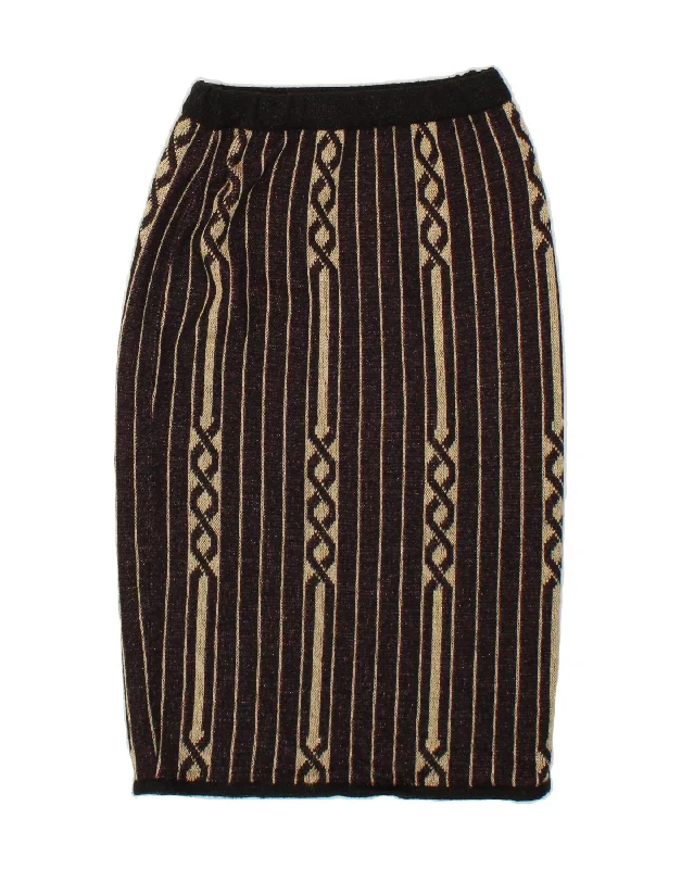 VINTAGE Womens Knit Pencil Skirt IT 42 Medium W28  Purple Geometric Wool cashmere skirt fine