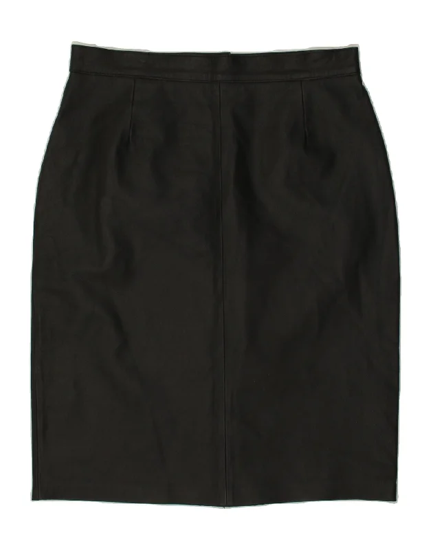VINTAGE Womens Leather Skirt IT 48 XL W34  Black Leather leather skirt sleek