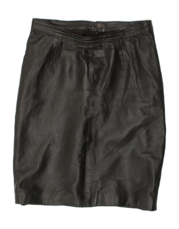 VINTAGE Womens Leather Skirt W28 Medium Black boho skirt vibe