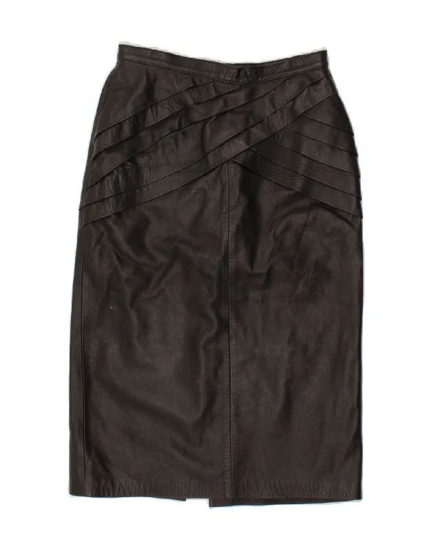 VINTAGE Womens Leather Skirt W29 Medium Black seamless skirt comfort
