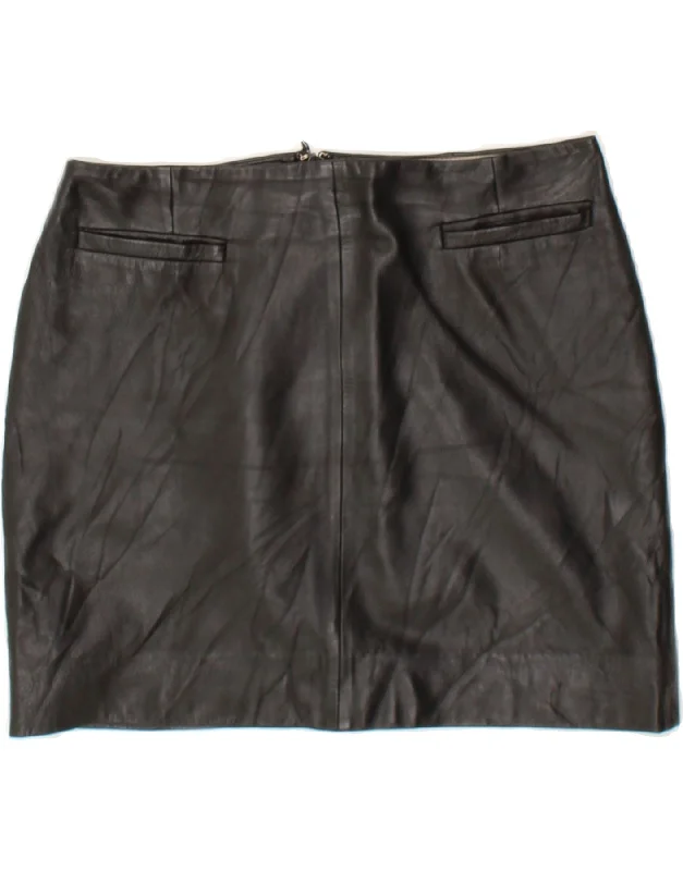 VINTAGE Womens Leather Skirt W30 Medium Black Leather slim fit skirt