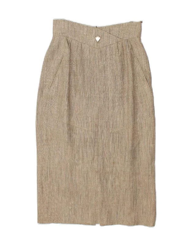 VINTAGE Womens Maxi Pencil Skirt EU 36 Small W26 L30 Brown Linen breathable skirt fabric VINTAGE Womens Maxi Pencil Skirt EU 36 Small W26 L30 Brown Linen breathable skirt fabric