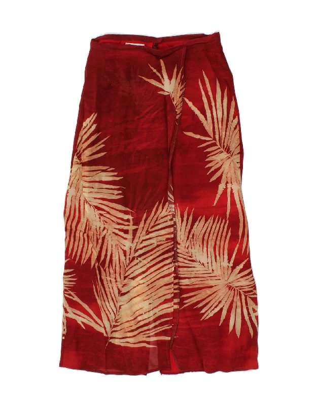 VINTAGE Womens Maxi Skirt UK 12 Medium W28 Red Floral tiered skirt playful