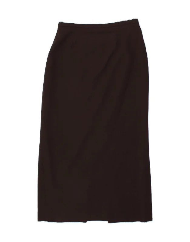 VINTAGE Womens Maxi Skirt UK 12 Medium W30 Brown Polyester leather skirt durable
